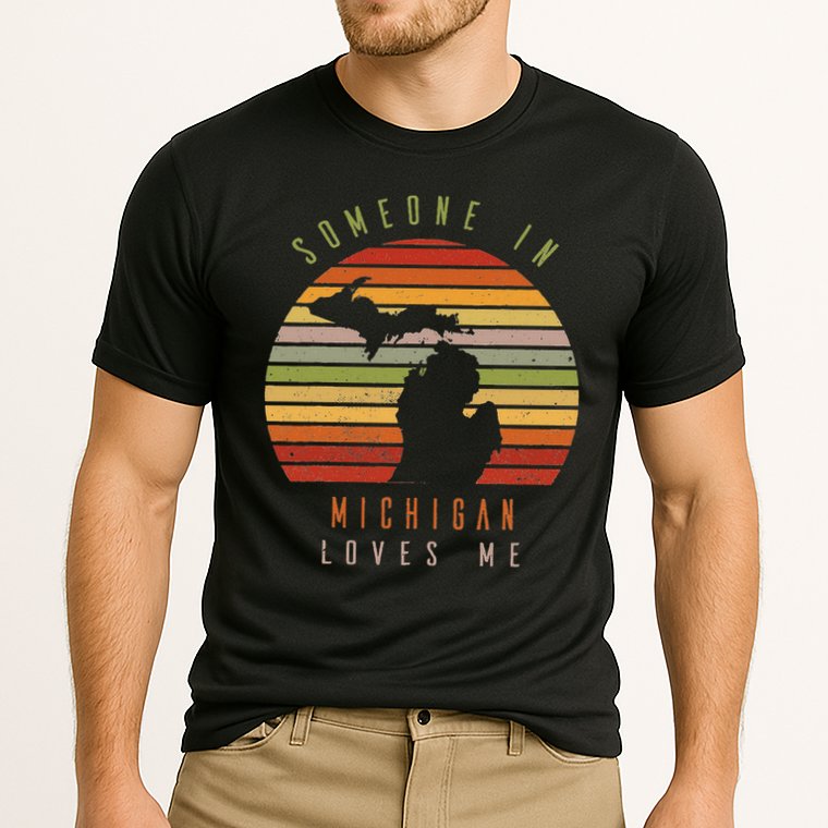 Someone In Michigan Loves Me Vintage State Retro Cooling Performance Crew T-Shirt