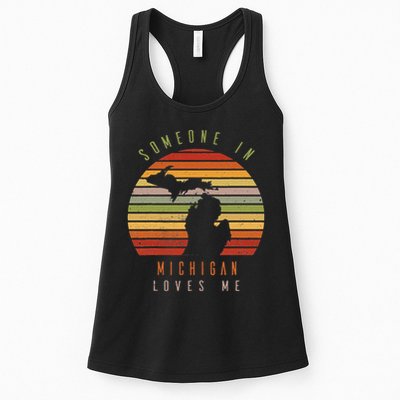 Someone In Michigan Loves Me Vintage State Retro Womens Tank Top