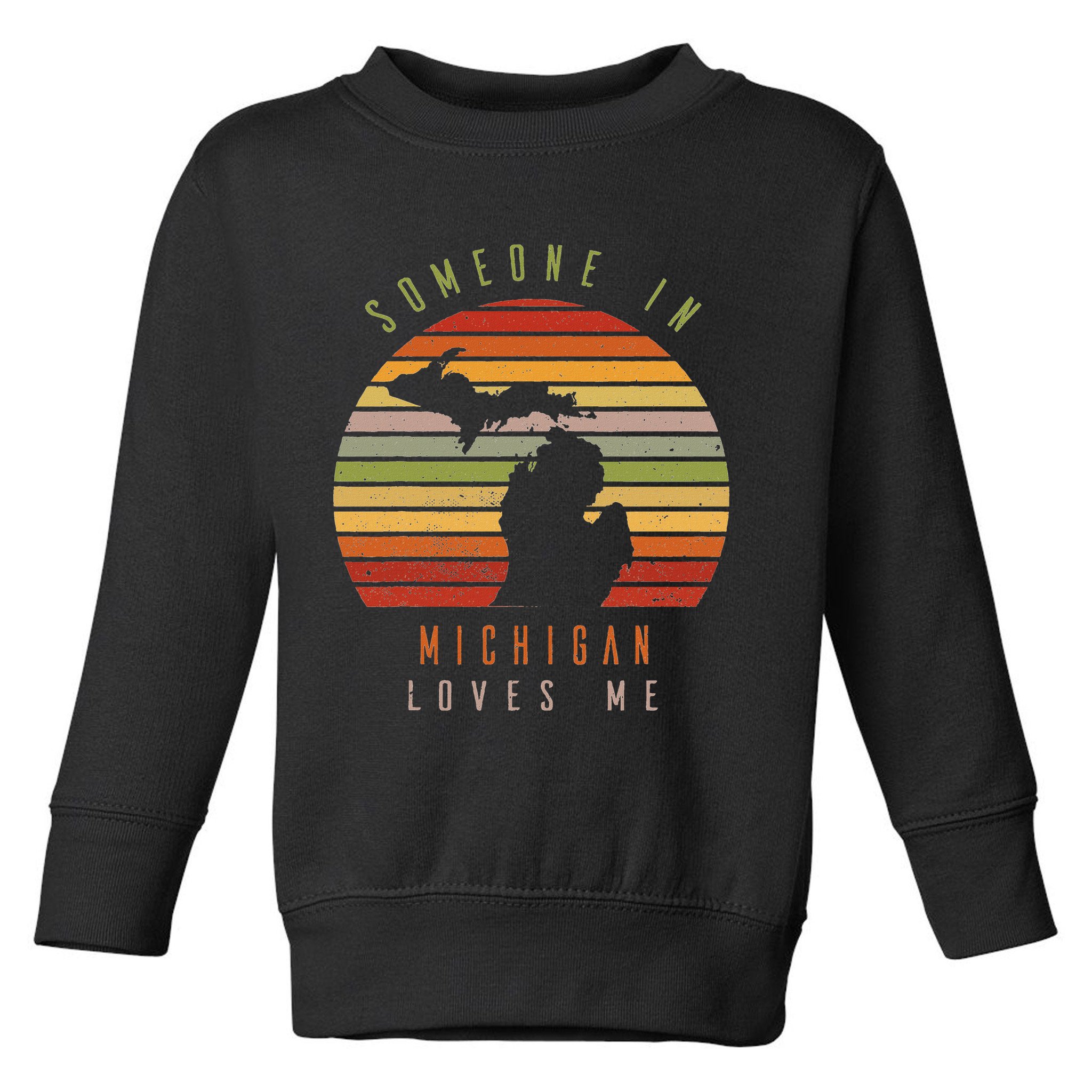 Someone In Michigan Loves Me Vintage State Retro Toddler Sweatshirt