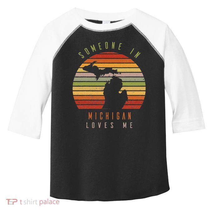 Someone In Michigan Loves Me Vintage State Retro Toddler Fine Jersey T-Shirt