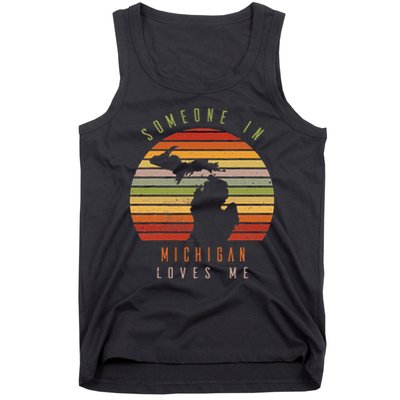 Someone In Michigan Loves Me Vintage State Retro Tank Top