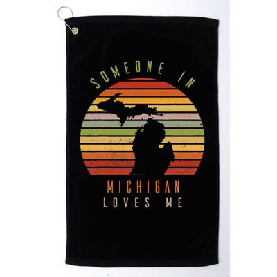 Someone In Michigan Loves Me Vintage State Retro Golf Towel