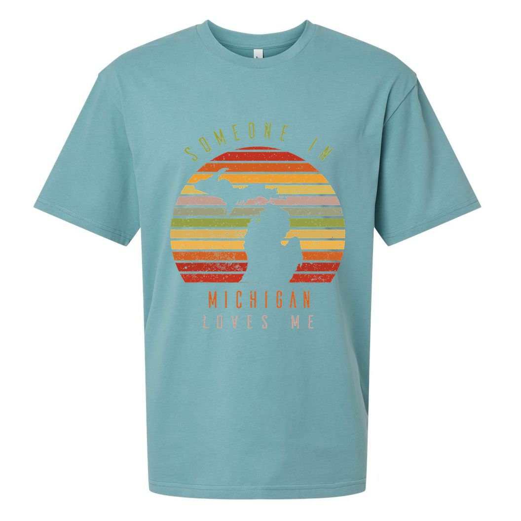 Someone In Michigan Loves Me Vintage State Retro Sueded Cloud Jersey T-Shirt