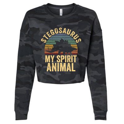 Stegosaurus Is My Spirit Animal Dinosaur Lovers Gift Cropped Pullover Crew