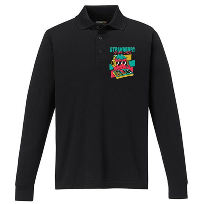 Strawberry Is My Jam Performance Long Sleeve Polo