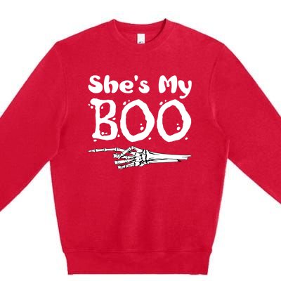 She Is My Boo Cute Matching Couple Halloween Costume Cute Gift Premium Crewneck Sweatshirt