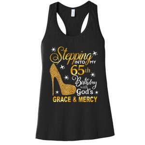 Stepping into my 65th birthday with God's grace & Mercy Women's Racerback Tank