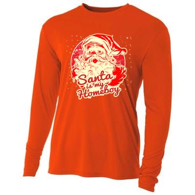 Santa Is My Homeboy Retro Vintage Santa Claus Gift Cooling Performance Long Sleeve Crew