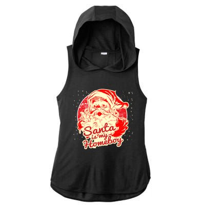 Santa Is My Homeboy Retro Vintage Santa Claus Gift Ladies PosiCharge Tri-Blend Wicking Draft Hoodie Tank