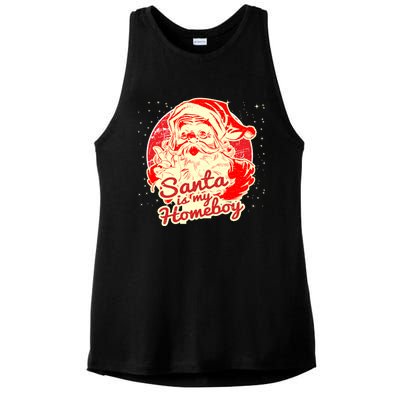 Santa Is My Homeboy Retro Vintage Santa Claus Gift Ladies PosiCharge Tri-Blend Wicking Tank