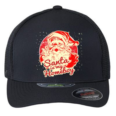 Santa Is My Homeboy Retro Vintage Santa Claus Gift Flexfit Unipanel Trucker Cap