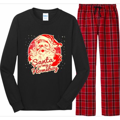 Santa Is My Homeboy Retro Vintage Santa Claus Gift Long Sleeve Pajama Set