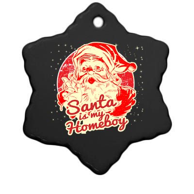 Santa Is My Homeboy Retro Vintage Santa Claus Gift Ceramic Star Ornament