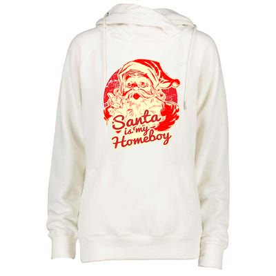 Santa Is My Homeboy Retro Vintage Santa Claus Gift Womens Funnel Neck Pullover Hood