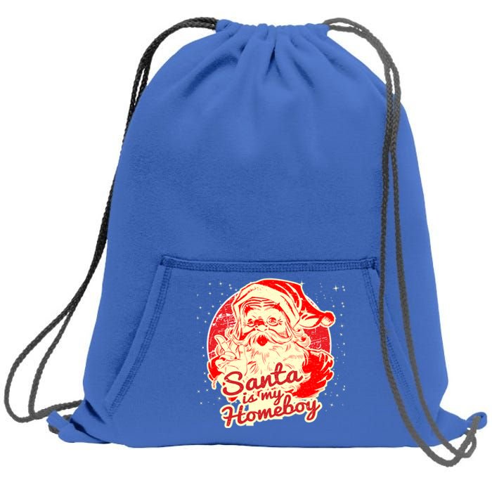 Santa Is My Homeboy Retro Vintage Santa Claus Gift Sweatshirt Cinch Pack Bag