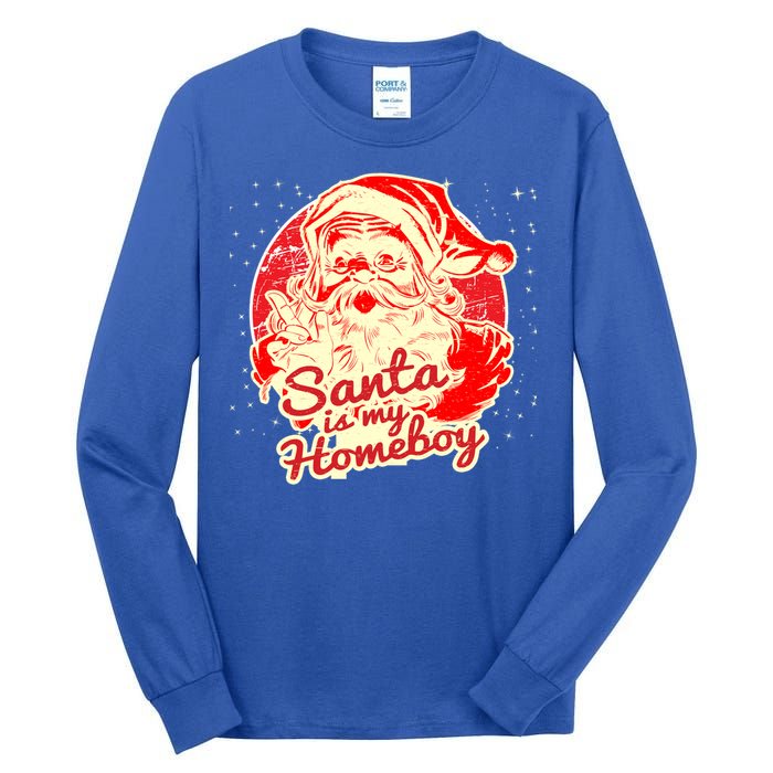 Santa Is My Homeboy Retro Vintage Santa Claus Gift Tall Long Sleeve T-Shirt