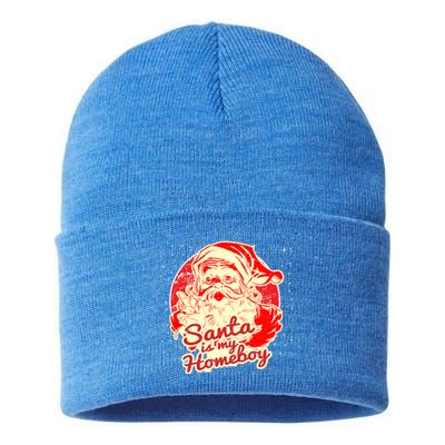 Santa Is My Homeboy Retro Vintage Santa Claus Gift Sustainable Knit Beanie