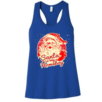 Santa Is My Homeboy Retro Vintage Santa Claus Gift Women's Racerback Tank