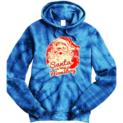 Santa Is My Homeboy Retro Vintage Santa Claus Gift Tie Dye Hoodie