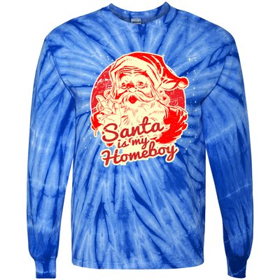 Santa Is My Homeboy Retro Vintage Santa Claus Gift Tie-Dye Long Sleeve Shirt