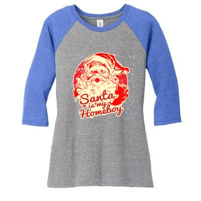 Santa Is My Homeboy Retro Vintage Santa Claus Gift Women's Tri-Blend 3/4-Sleeve Raglan Shirt