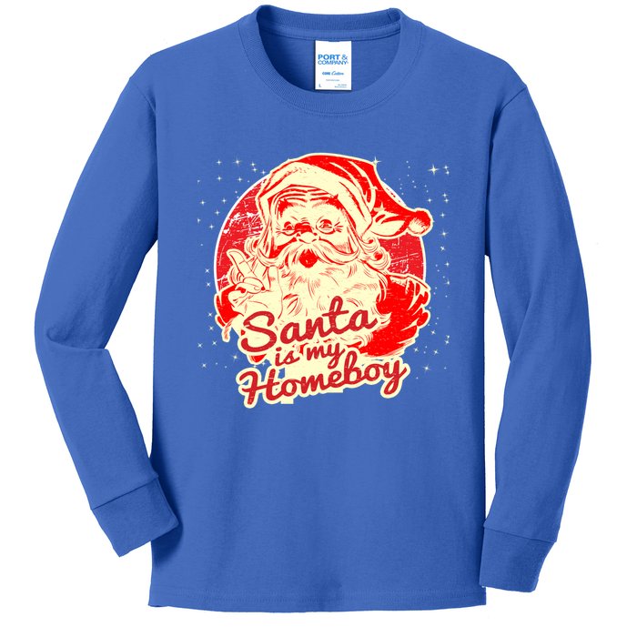 Santa Is My Homeboy Retro Vintage Santa Claus Gift Kids Long Sleeve Shirt