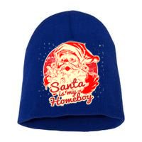 Santa Is My Homeboy Retro Vintage Santa Claus Gift Short Acrylic Beanie