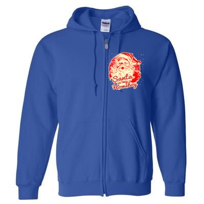 Santa Is My Homeboy Retro Vintage Santa Claus Gift Full Zip Hoodie