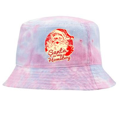 Santa Is My Homeboy Retro Vintage Santa Claus Gift Tie-Dyed Bucket Hat