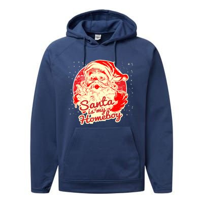 Santa Is My Homeboy Retro Vintage Santa Claus Gift Performance Fleece Hoodie