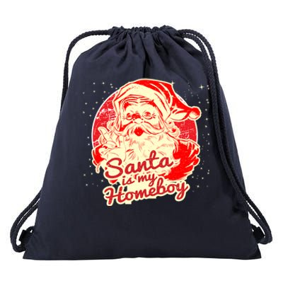 Santa Is My Homeboy Retro Vintage Santa Claus Gift Drawstring Bag