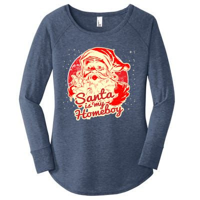 Santa Is My Homeboy Retro Vintage Santa Claus Gift Women's Perfect Tri Tunic Long Sleeve Shirt