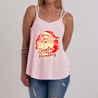 Santa Is My Homeboy Retro Vintage Santa Claus Gift Women's Strappy Tank