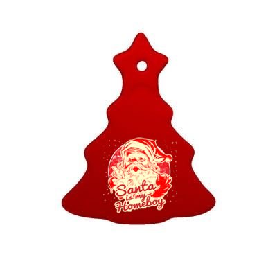 Santa Is My Homeboy Retro Vintage Santa Claus Gift Ceramic Tree Ornament