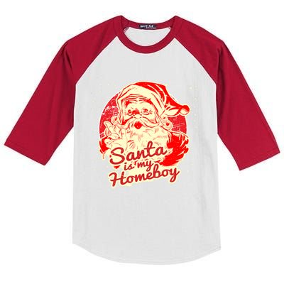 Santa Is My Homeboy Retro Vintage Santa Claus Gift Kids Colorblock Raglan Jersey