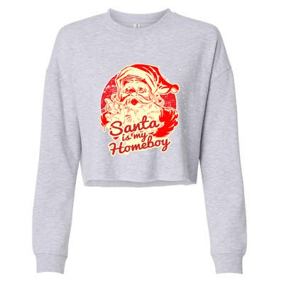 Santa Is My Homeboy Retro Vintage Santa Claus Gift Cropped Pullover Crew