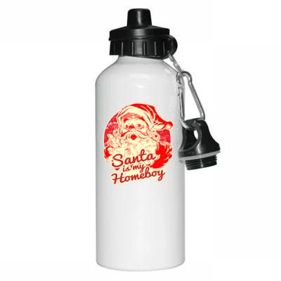 Santa Is My Homeboy Retro Vintage Santa Claus Gift Aluminum Water Bottle