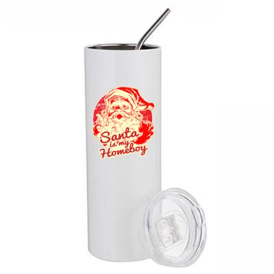 Santa Is My Homeboy Retro Vintage Santa Claus Gift Stainless Steel Tumbler