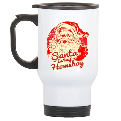 Santa Is My Homeboy Retro Vintage Santa Claus Gift Stainless Steel Travel Mug