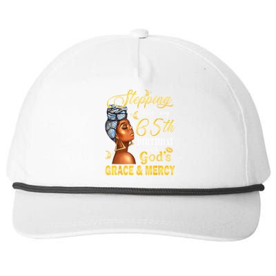 Stepping Into My 65th Birthday With GodS Grace & Mercy Bday Snapback Five-Panel Rope Hat