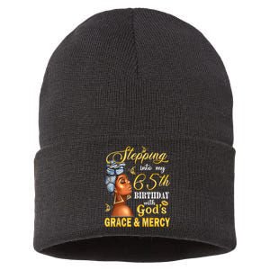 Stepping Into My 65th Birthday With GodS Grace & Mercy Bday Sustainable Knit Beanie