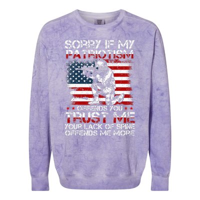 Sorry If My Patriotism Offends You Patriotic US Flag & Army Colorblast Crewneck Sweatshirt