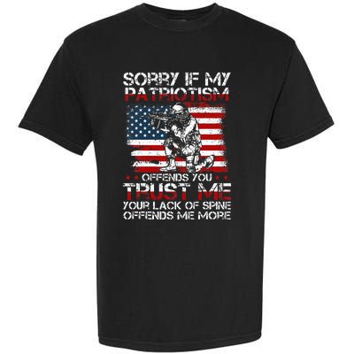 Sorry If My Patriotism Offends You Patriotic US Flag & Army Garment-Dyed Heavyweight T-Shirt