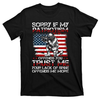 Sorry If My Patriotism Offends You Patriotic US Flag & Army T-Shirt