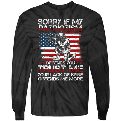 Sorry If My Patriotism Offends You Patriotic US Flag & Army Tie-Dye Long Sleeve Shirt