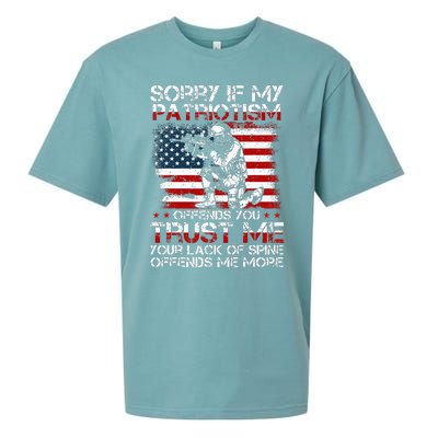 Sorry If My Patriotism Offends You Patriotic US Flag & Army Sueded Cloud Jersey T-Shirt