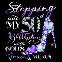 Stepping into my 50th birthday with God's grace & Mercy Drawstring Bag