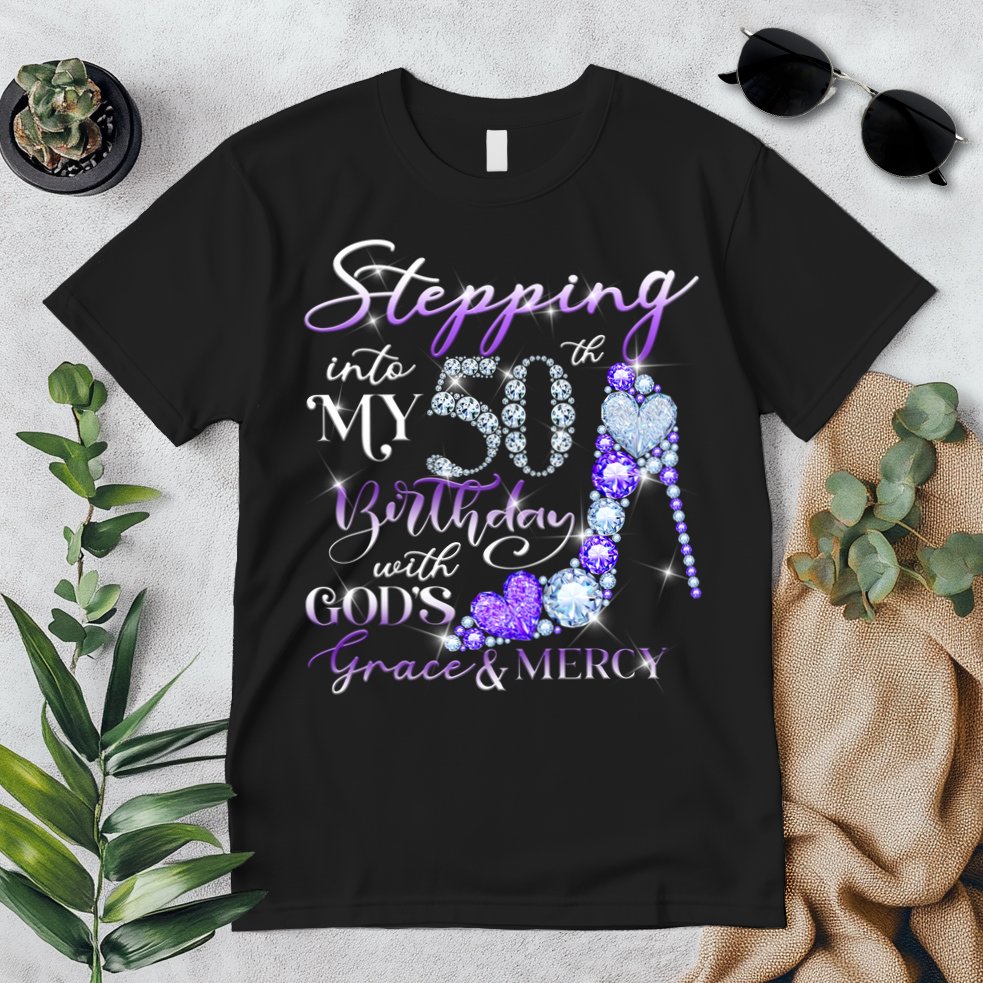 Stepping into my 50th birthday with God's grace & Mercy Premium T-Shirt