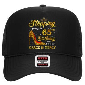 Stepping Into My 65th Birthday Gift Girl Wo 65 Year Old High Crown Mesh Back Trucker Hat