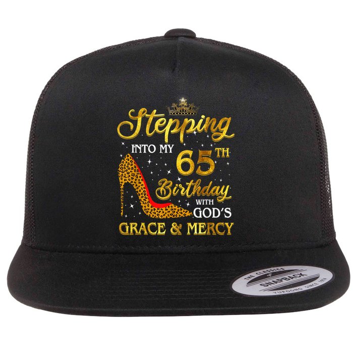 Stepping Into My 65th Birthday Gift Girl Wo 65 Year Old Flat Bill Trucker Hat